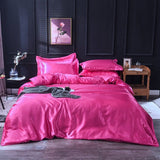 Parure de lit Rose fushia type satin - Drap housse / Housse de couette / 2 taies d'oreiller La Maison des Housses