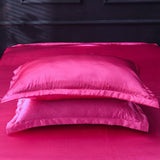 Parure de lit Rose fushia type satin - Drap housse / Housse de couette / 2 taies d'oreiller La Maison des Housses