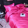 Parure de lit Rose fushia type satin - Drap housse / Housse de couette / 2 taies d'oreiller La Maison des Housses