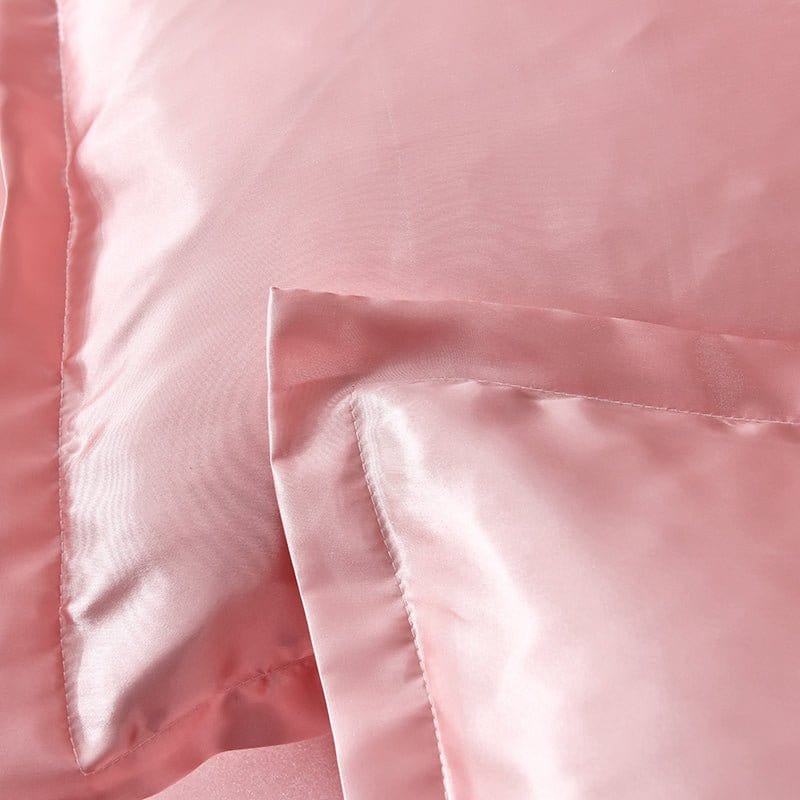 Parure de lit Rose pêche type satin - Drap housse / Housse de couette / 2 taies d'oreiller La Maison des Housses
