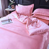 Parure de lit Rose type satin - Drap housse / Housse de couette / 2 taies d'oreiller La Maison des Housses